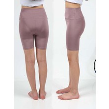 Kız Çocuk Yüksek Bel Kruvaze Kemer, Koşu, Yürüyüş,  Casual, Spor, Atletik, Egzersiz, Fittness Kısa Tayt