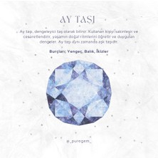 Pure Gem Ay Taşı Doğal Taş Yüzük Oval Model Gümüş Kaplama Ayarlanabilir