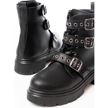 Shemard Siyah Toka Aksesuarlı Fermuarlı  Günlük Kadın Bot