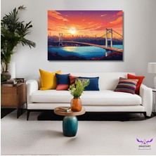 Abart Art Tekli Yatay Kanvas Modern Günbatımı Istanbul Boğaz Manzarası Tablosu