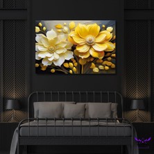 Abart Art Tekli Yatay Kanvas Modern Yağlı Boya Sarı Krem Çiçekler