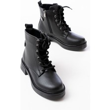 02-2003 Siyah Bağcıklı Fermuarlı Günlük Kadın Bot