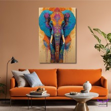 Abart Art Tekli Dikey Kanvas Duvar Tablosu Bohem Renkli Fil Tasarımı