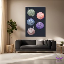 Abart Art Tekli Dikey Kanvas Modern Renkli Daire Içinde Çiçekler