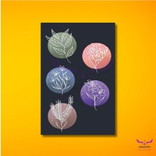 Abart Art Tekli Dikey Kanvas Modern Renkli Daire Içinde Çiçekler
