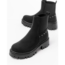 Siyah Zümrüt Lastikli Günlük Kadın Bot Bayan BOT868-200