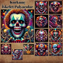 Pink Swan Craft Korkunç Iskelet Palyaçolar 12 Adet Scrapbook Bullet Journal Mat Planlayıcı Sticker Etiket Seti