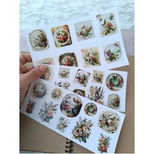 Pink Swan Craft Vintage Retro Suluboya Damgalar Etiketi Laptop Ipad Defter Scrapbook Planlayıcı Sticker Seti