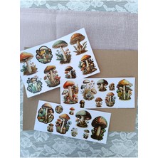 Pink Swan Craft Vintage Mantarlar (MUSHROOMS 25 ADET) Etiketi, Laptop Ipad Defter Scrapbook Planlayıcı Sticker Seti
