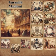 Pink Swan Craft Karanlık Akademi Vintage 12 Adet Scrapbook Bullet Journal Mat Planlayıcı Sticker Etiket Seti