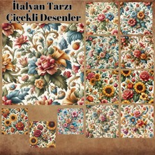 Pink Swan Craft Italyan Tarzı Çiçekler Vintage 12 Adet Scrapbook Bullet Journal Mat Planlayıcı Sticker Etiket Seti