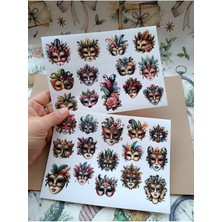 Pink Swan Craft Vintage Scrapbook Victorian Çiçekli Balo Maskeleri Etiket Seti Bullet Journal Planlayıcı Stickers