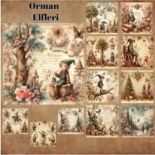 Pink Swan Craft Orman Elfleri Vintage 12 Adet Scrapbook Bullet Journal Mat Planlayıcı Sticker Etiket Seti