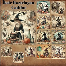 Pink Swan Craft Iksir Hazırlayan Cadılar Vintage 12 Adet Scrapbook Bullet Journal Mat Planlayıcı Sticker Etiket Seti