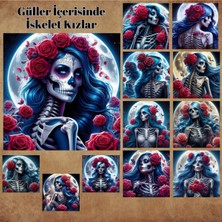 Pink Swan Craft Güller Içerisinde Iskelet Kızlar 12 Adet Scrapbook Bullet Journal Mat Planlayıcı Sticker Etiket Seti