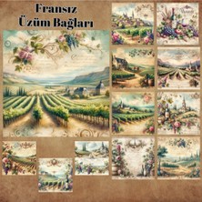 Pink Swan Craft Fransız Üzüm Bağları Vintage 12 Adet Scrapbook Bullet Journal Mat Planlayıcı Sticker Etiket Seti