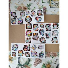 Pink Swan Craft Sevimli Kawaii Renkli Uzay Kedileri Etiket Laptop Ipad Defter Kitap Planlayıcı Sticker Seti