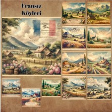 Pink Swan Craft Fransız Köyleri Vintage 12 Adet Scrapbook Bullet Journal Mat Planlayıcı Sticker Etiket Seti