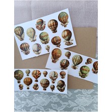 Pink Swan Craft Vintage Uçan Balonlar Etiketi, Laptop Ipad Defter Scrapbook Planlayıcı Sticker Seti