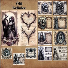 Pink Swan Craft Ölü Gelinler Vintage 12 Adet Scrapbook Bullet Journal Mat Planlayıcı Sticker Etiket Seti