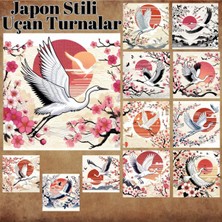 Pink Swan Craft Japon Uçan Turnalar Vintage 12 Adet Scrapbook Bullet Journal Mat Planlayıcı Sticker Etiket Seti