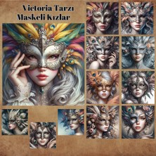 Pink Swan Craft Victoria Tarzı Maskeli Kızlar Vintage 12 Adet Scrapbook Bullet Journal Mat Planlayıcı Sticker Etiket