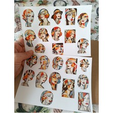 Pink Swan Craft Artdeco Kadın Portreleri Etiket Seti, Laptop, Ipad, Defter, Kitap, Planlayıcı Sticker