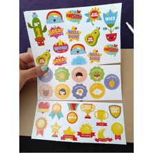 Pink Swan Craft Sevimli Öğretmen - Öğrenci Ödül 31 Adet Etiket Seti Okuma Başarı Tebrikler Sticker Set