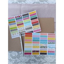 Pink Swan Craft Washi Tape Tarzı Bant Etiket Seti  (80 Farklı Model Sticker) 80 Adet 1.2 cm x 4.5 cm  Etiket Seti