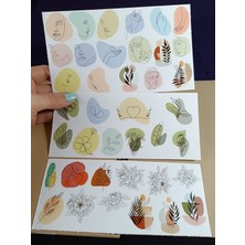 Pink Swan Craft 39 Adet Line Art Sticker Çizgisel Soyut Kadın Yüzleri Çiçekler Sanatsal Etiketler