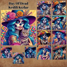 Pink Swan Craft Day Of Dead Kedili Kızlar 12 Adet Scrapbook Bullet Journal Mat Planlayıcı Sticker Etiket Seti