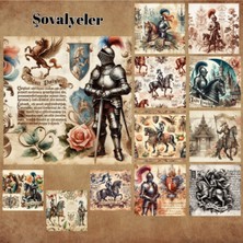 Pink Swan Craft Şovalyeler Vintage 12 Adet Scrapbook Bullet Journal Mat Planlayıcı Sticker Etiket Seti