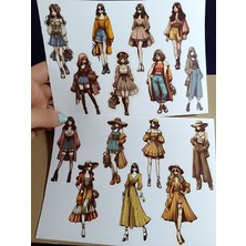 Pink Swan Craft Tam Boy Günlük Kıyafet Kadın Figürleri Etiket Scrapbook Bullet Journal Planlayıcı Sticker Seti