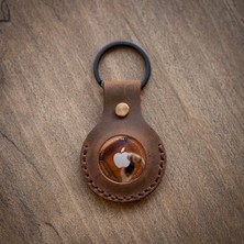 Minimal X Design Airtag Kılıfı  Deri Anahtarlık - Gerçek Deri El Yapımı - Minimalist Tasarım