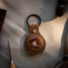Minimal X Design Airtag Kılıfı  Deri Anahtarlık - Gerçek Deri El Yapımı - Minimalist Tasarım