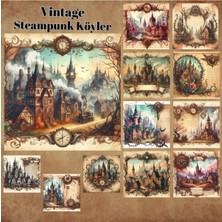 Pink Swan Craft Steampunk Köyler Vintage 12 Adet Scrapbook Bullet Journal Mat Planlayıcı Sticker Etiket Seti