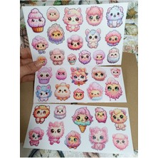 Pink Swan Craft Cute Kawaii Sevimli Pembe Tüylü Etiket Seti, Laptop, Ipad, Defter, Kitap, Planlayıcı Sticker Seti