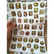 Pink Swan Craft Anime Tarzı Orman Görüntüleri Etiket Seti, Laptop, Ipad, Defter, Kitap, Planlayıcı Sticker