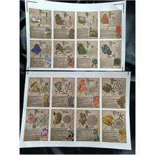 Pink Swan Craft Doğal Taşlar Vintage Etiket Seti Bullet Journal Planlayıcı Stickers