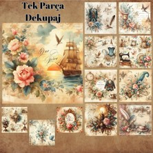 Pink Swan Craft Tek Parça Dekupaj Vintage 12 Adet Scrapbook Bullet Journal Mat Planlayıcı Sticker Etiket Seti