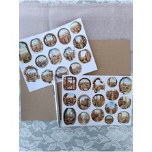 Pink Swan Craft Vintage Şehir Manzaraları Etiket Scrapbook Bullet Journal Planlayıcı Sticker Seti