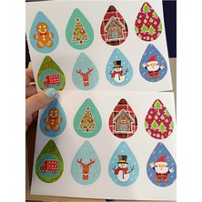 Pink Swan Craft Yeni Yıl Yılbaşı Damla Tarzı Etiket 8farklı Model Sticker 16 Adet Etiket Seti 5 3 x 3 8 cm