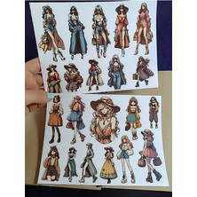 Pink Swan Craft Tam Boy Fashion Kadın Figürleri Etiket Scrapbook Bullet Journal Planlayıcı Sticker Seti