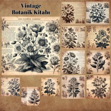 Pink Swan Craft Botanik Kitabı Vintage 12 Adet Scrapbook Bullet Journal Mat Planlayıcı Sticker Etiket Seti