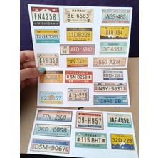 Pink Swan Craft Amerikan Eyalet Plakaları Temalı 25 Adet Laptop Notebook Tablet Sticker Seti