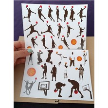 Pink Swan Craft Basketball Silüetleri (37 Adet) Etiket Seti, Laptop, Ipad, Defter, Kitap, Planlayıcı Sticker Seti