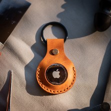 Minimal X Design Airtag Kılıfı  Deri Anahtarlık - Gerçek Deri El Yapımı - Minimalist Tasarım