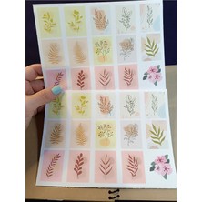 Pink Swan Craft Vintage Çiçek Desenli Dikdortgen Kesim 15 Farklı Tasarım 30 Adet 3 cm x 4 cm Etiketler