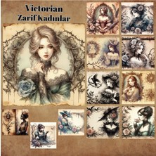 Pink Swan Craft Victoria Dönemi Zarif Kadınlar 12 Adet Scrapbook Bullet Journal Mat Planlayıcı Sticker Etiket Seti