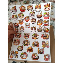 Pink Swan Craft Cute Kawaii Sevimli Kore Yemekleri Etiket Seti Laptop Ipad Defter Kitap Planlayıcı Sticker Seti